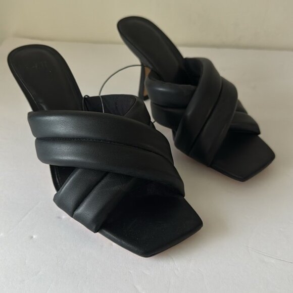H&M Mules Heels Sandals Quilt Black Sz.39/ US8 - Picture 12 of 16